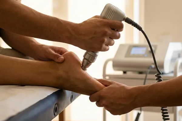 Εφαρμογή θεραπείας κρουστικών κυμάτων Shockwave σε ασθενή